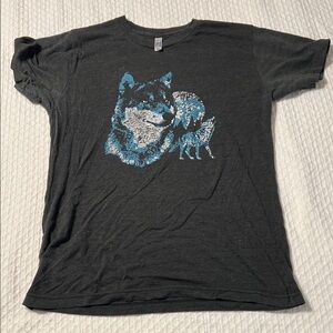 American Apparel Charcoal Tee with badass wolf print